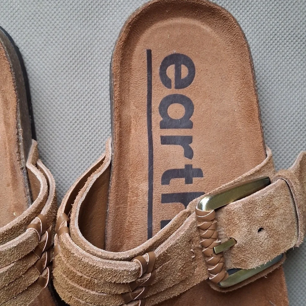 Earth Etaldora Sandals Women’s 7 Tan Leather Thong Flip Flop Boho Comfort - Picture 4 of 9